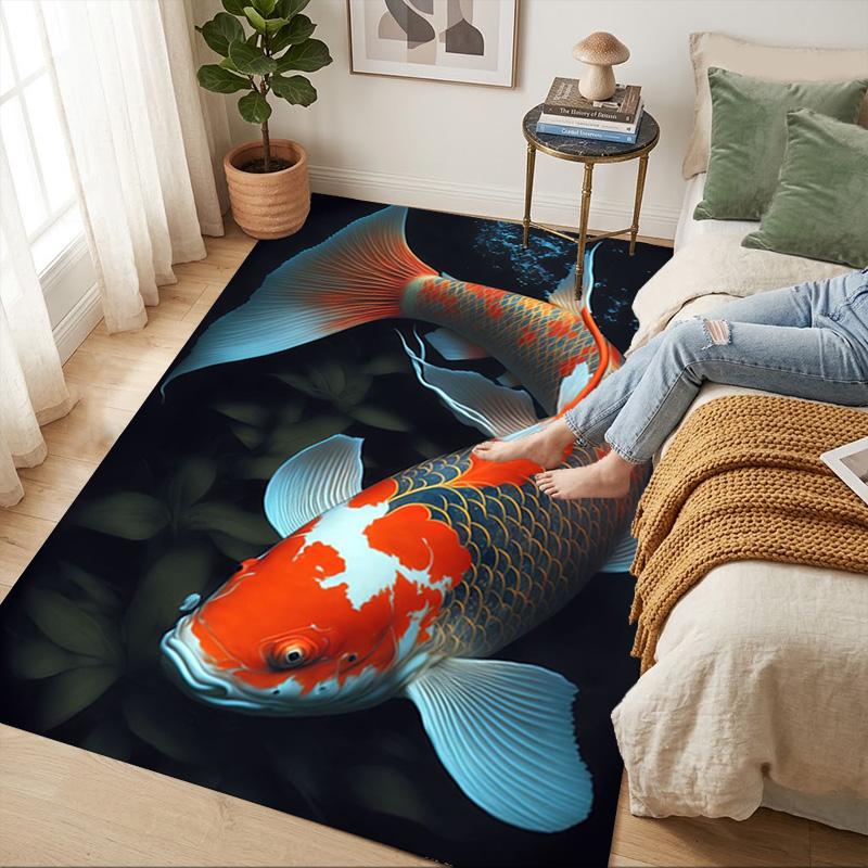 Koi Fish Living Room Nonslip Area Rug Soft Carpet For Bedroom Game Playroom Sofa Office Home Decor Doormat Christmas Gift C9302300
