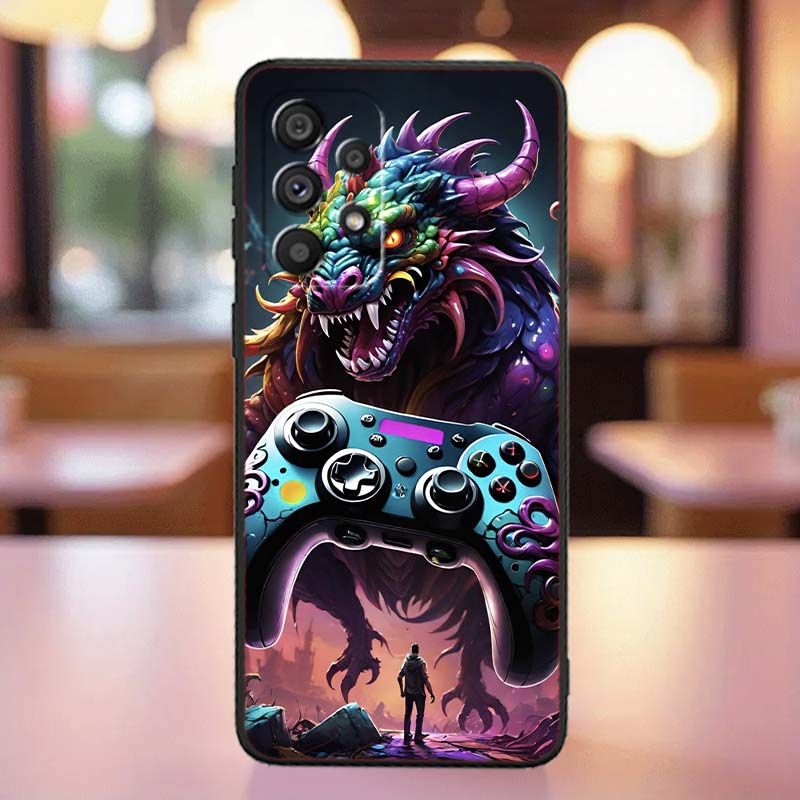 Creative game controller For Samsung A41 A35 A34 A33 A32 A25 A24 A23 A21s A06 A05 A04 A03 Note 10 20 Ultra 5G Black Phone Case