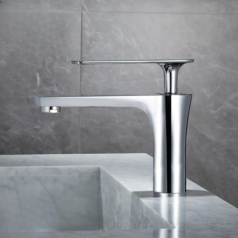 Bathroom Under Counter Basin Splash-proof Faucet Nordic Light Luxury Above Counter Wash Basin Full Copper Cold Faucet Bathroom Cabinet