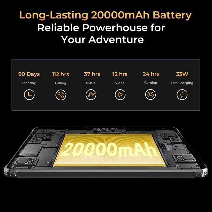 Tablette Incassable HOTWAV R9 Pro 20GB+256GB/2TB 11" 2K 20080mAh Tablette Tactile Android 14 64MP Tablet 4G Dual SIM/5G WiFi Noir