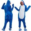 Adult Blue Shark Animal Flannel Cosplay Costume Pajamas Onesie Sleepwear Outfit Comfortable Soft Warm