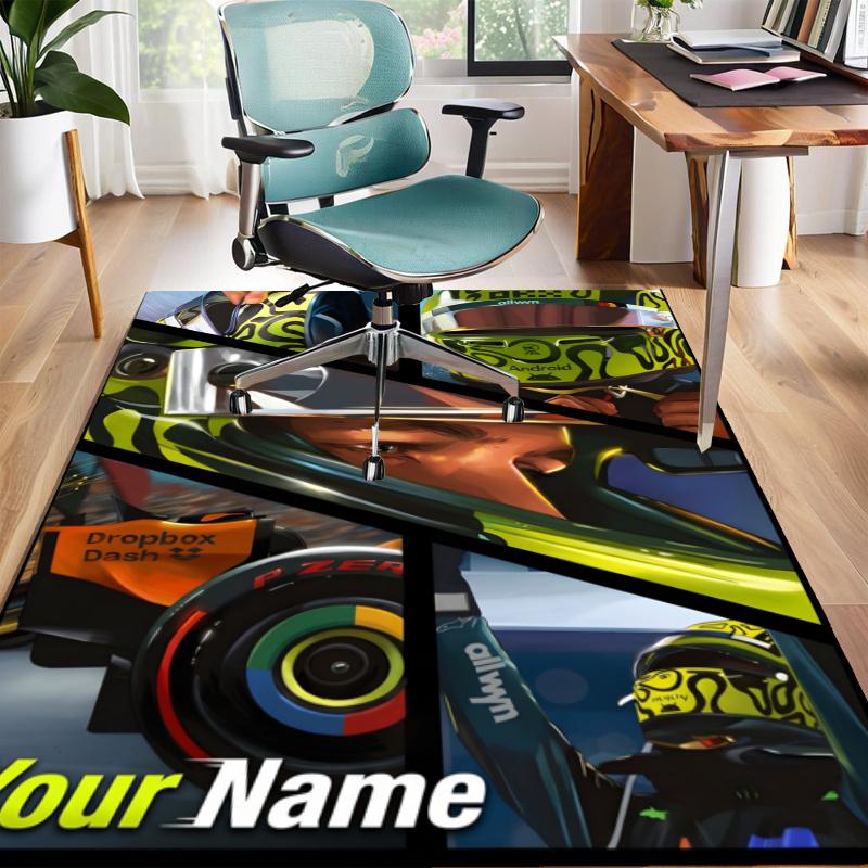 Lando Norris Design Area Rug Personalized Name- Non-Slip, Soft & Cozy Floor Mat for Living Room, Office - Indoor/Outdoor Carpet