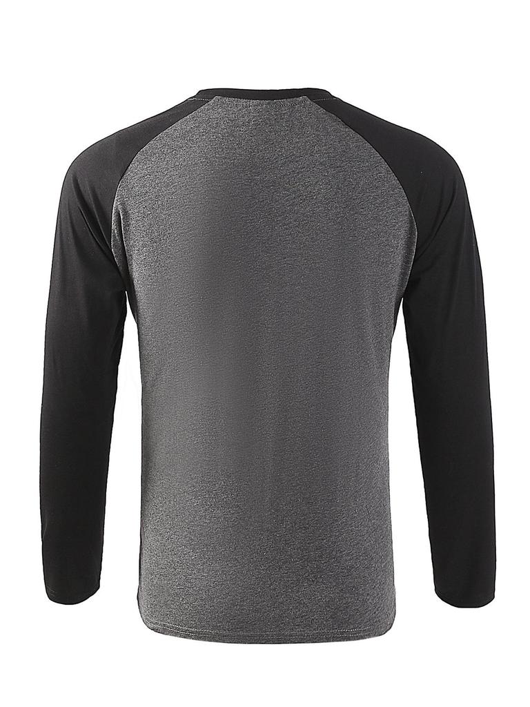 Herren Langarm Rundhals Raglan T-Shirt - Locker, Atmungsaktiv, Große Größen Basisschicht