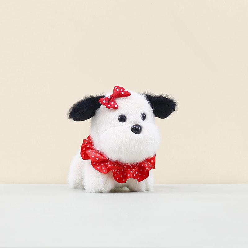 Cartoon Lovely Dog Keychain Plush Toy With Soft Fabric And Adorable Bow Detail