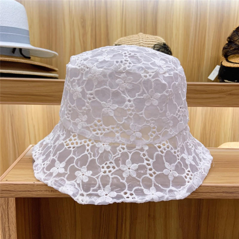 Lace Hat For Women Flower Wide Brim Sun Hats Outdoor Beach Hollow Summer Fisherman Hats Ladies Bucket Hat Female