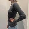 Women's Color Contrast A Line Collar Slimming Simple Spice Girl Waist All Casual Long Sleeved Blouse
