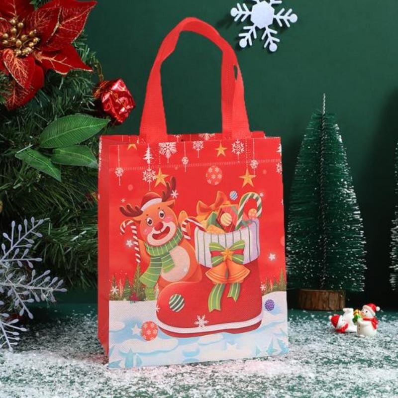 Bags Reusable Santa Claus Snowman Patterns Tote Bags for Festive Party Decoration