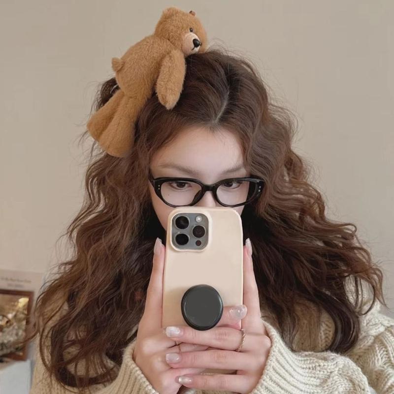 Adorable Plush Bear Hair Clip For Women Girls Soft Animal Design Hair Accessory For Daily Wear Party Photography