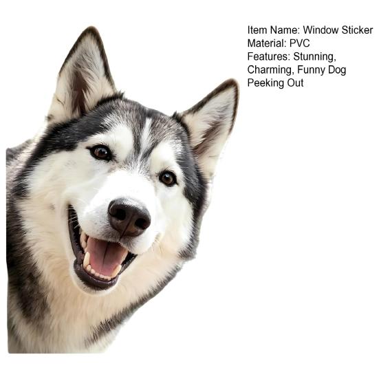 Funny Dog Peeking Out Window Clings Cute Animal Reusable Window Decals Double Sided Static