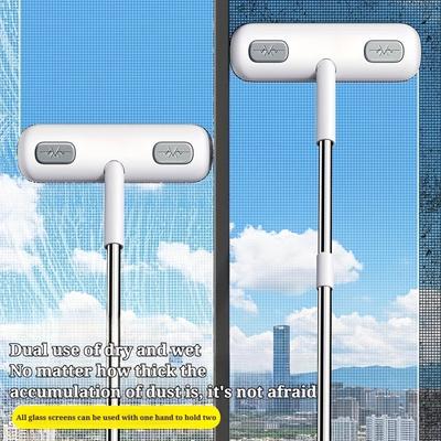 1SET Magic Window Cleaning Brush, Retractable Handle, Screen Cleaning Tool, Reusable Pet Hair Remover