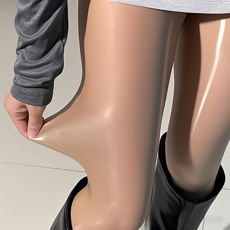 Glänzende Reflektierende Ultra-Dünne 8D Seidenstrümpfe Damen Schwarz Lange Röhrensocken Glattes Seidiges Gefühl Einsetzbare Pferdeöl Strumpfhosen One Size gray