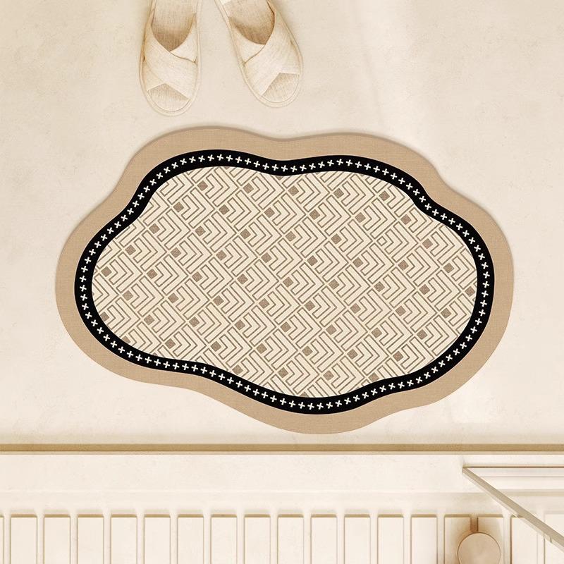 Quick-Dry, Absorbent Diatomaceous Earth Bath Mat - Irregular, Dirt-Resistant, No-Wash Bathroom Floor Mat 40*60cm