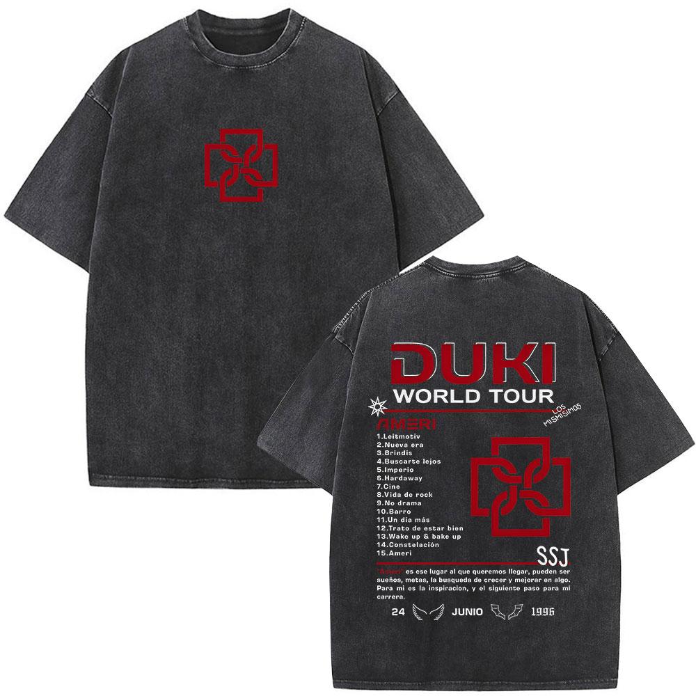 Vintage Washed Rapper Duki Merch Tshirt Mens Women Clothing Fashion Hip Hop Oversized Tshirts Cotton Short Sleeve T Shirts