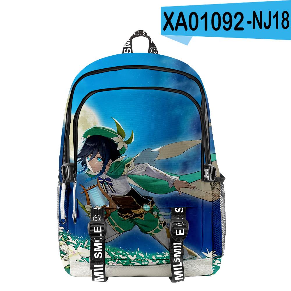 Classico Popolare Genshin Impact Venti Stampa 3D Zaini Scolastici Unisex Oxford Impermeabile Quaderno Multifunzione Zaino da Viaggio