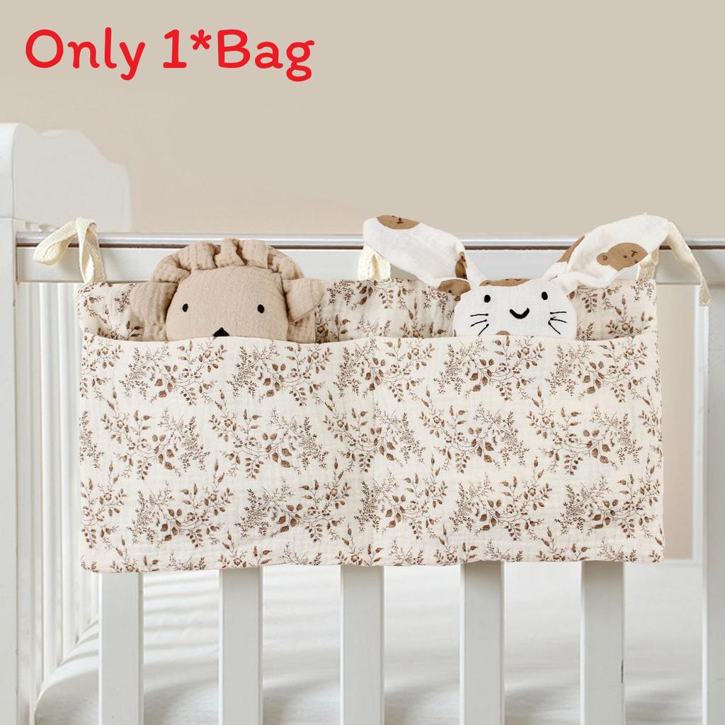Baby Bedside Storage Bag With Double Pockets Made Of Cotton For Nursery Organization