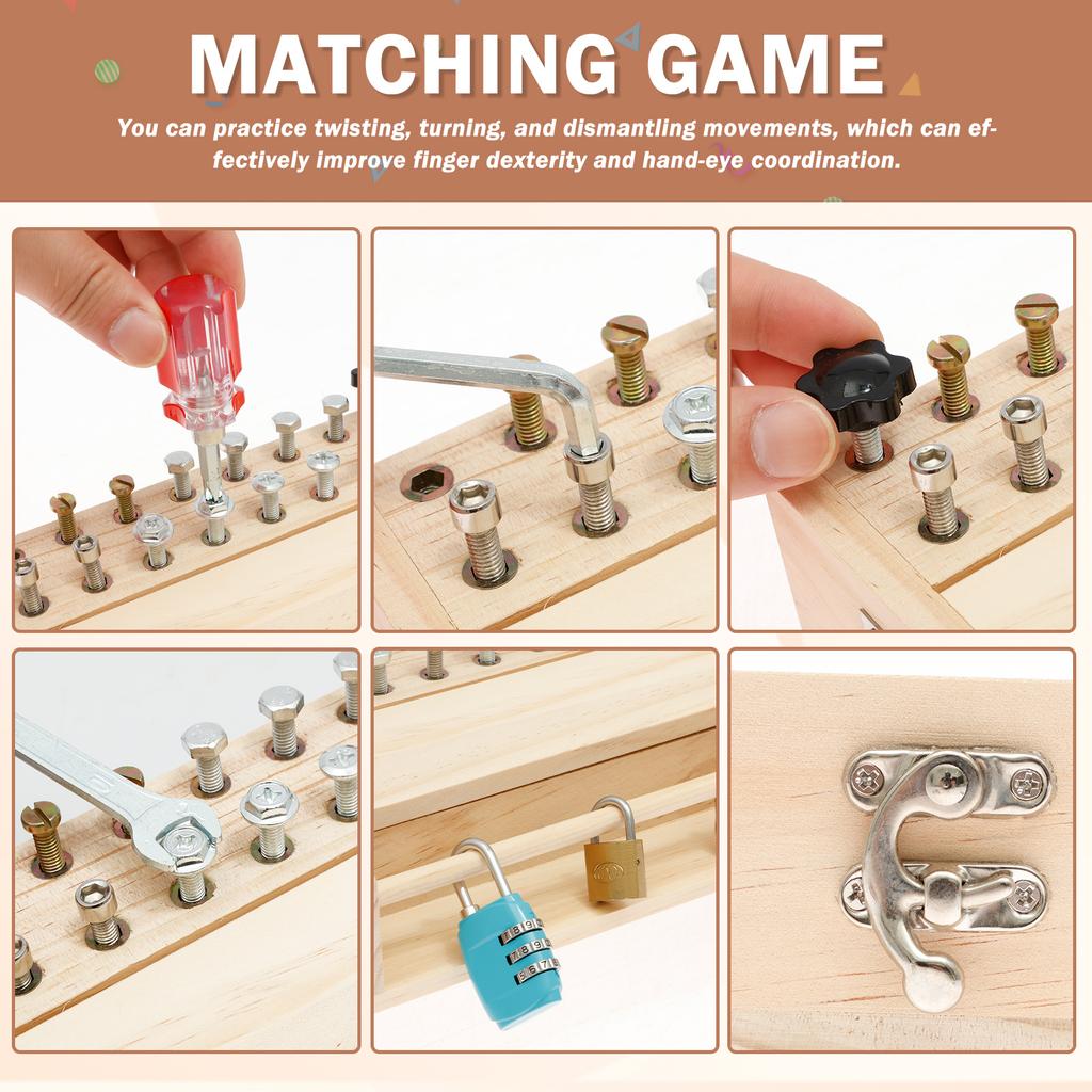 Wooden Screwdriver Board Toy Portable Screwdriver Board Learning Toy Educational Present for Travel 3 to 8 Years Old Kid