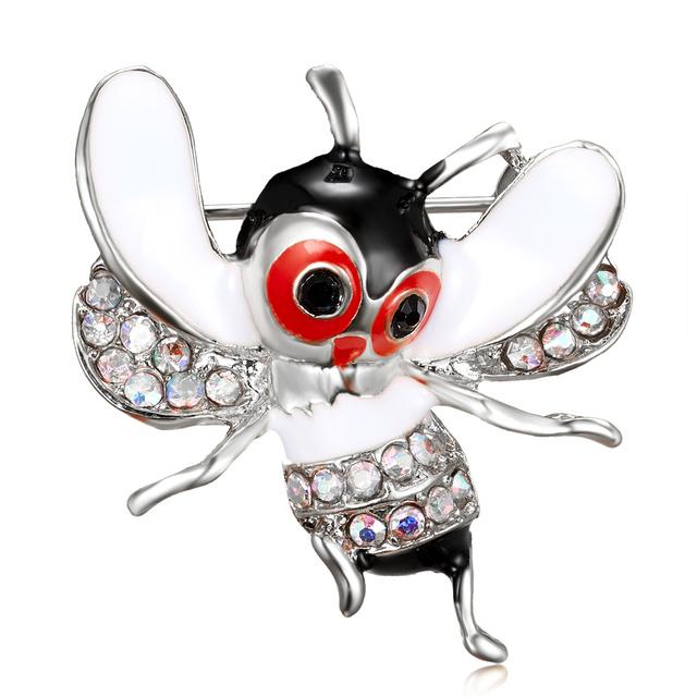 Voguish Stylish Enamel Insect Series Brooches Women Men Delicate Little Bee Pin Brooch Crystal Stone Rhinestone Brooches Pin Jewelry Souvenir