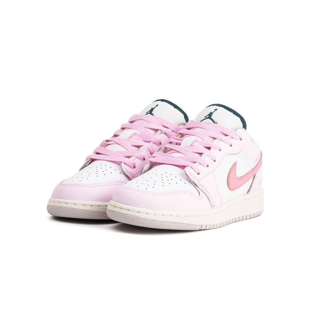 Jordan Air Jordan 1 Cushioning, Wear Resistant Low Top Vintage Basketball Shoes Unisex Pink White FQ7687-300(Team1106-)