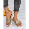Women's Large Size Spring and Summer New Fashion Rhinestone High Heel Wedge Sandals Women's Muffin Platform Slipper