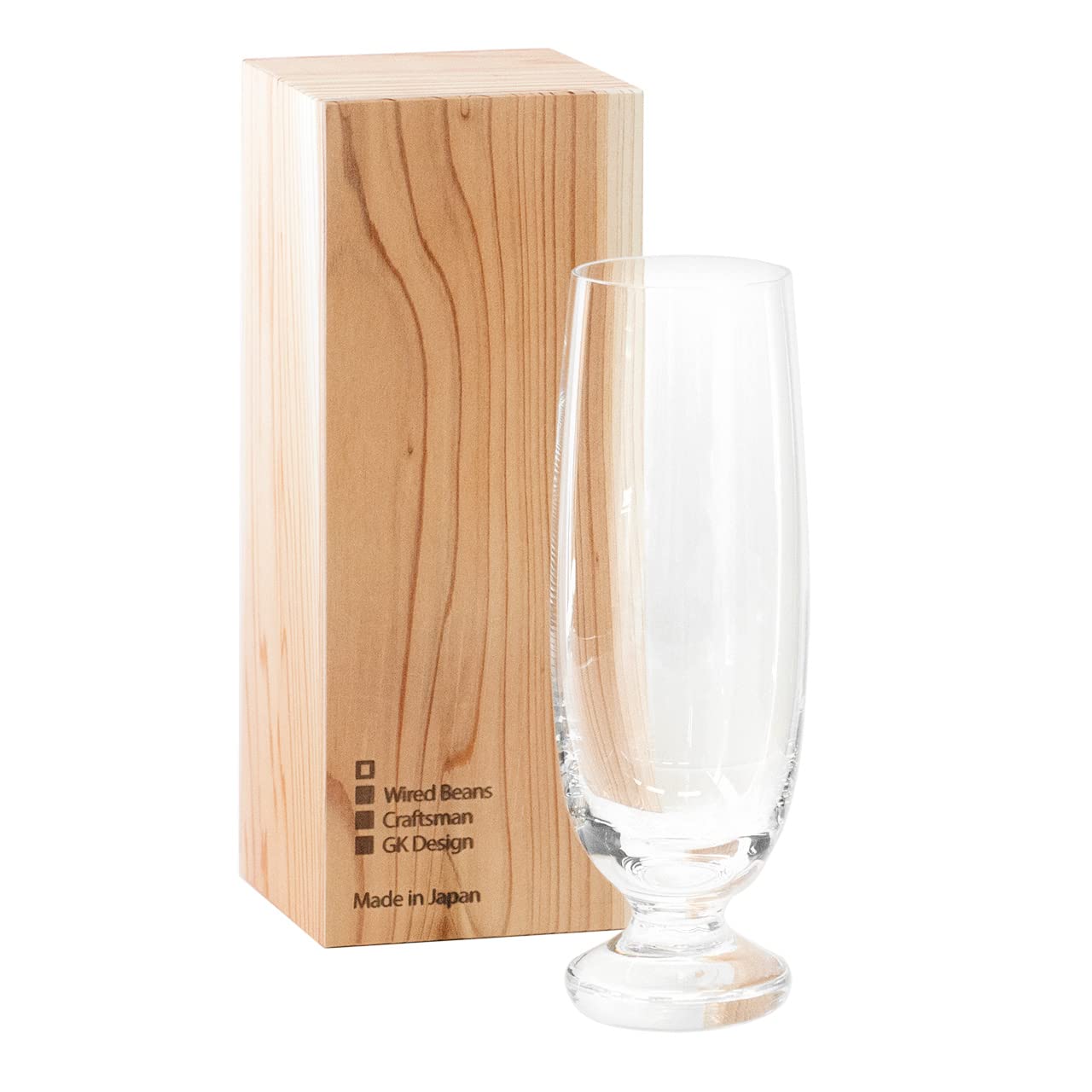 

Wired Beans Le Series Beer Glass, 470ml, in a Japanese Cedar Box (Le Nove, Transparent, Clear)