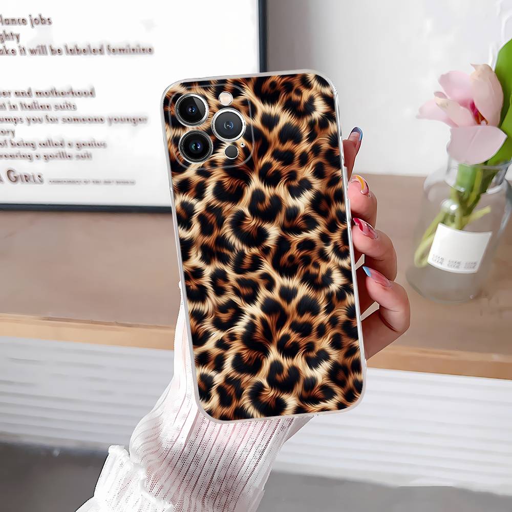 Leopard Cheetah Print Phone Case For IPhone 17 16 11 12 13 14 15 Pro Max Plus Cover Clear Case