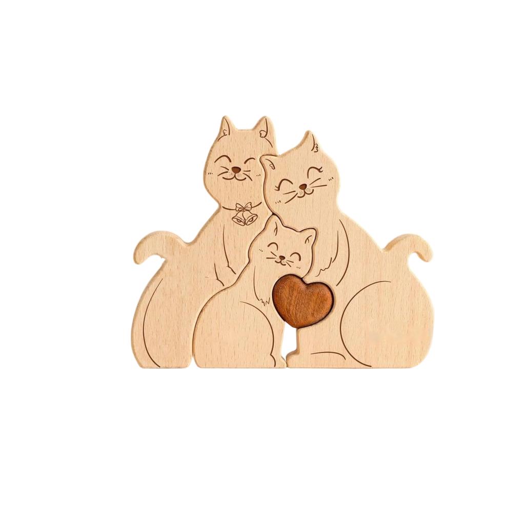 Wooden Family Puzzle Set, Home Decoration, Carving Ornament, Party Decoration, Crafts.
