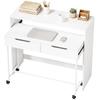 Extendable Computer Desk, 100 cm, 2 Drawers, Storage, White