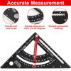 Adjustable Woodworking Triangle Ruler 7Inch Aluminium Alloy Square Protractor Precise Right Angle Measuring Ruler with 2 Pencils