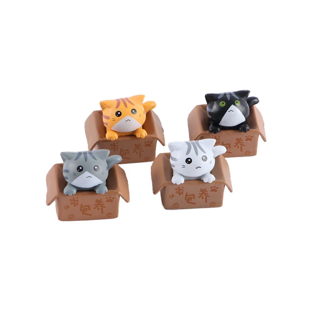 Miniatures Statue Crafts PVC Ornament Kitten Kitty Model Car Figurine Poor Box Cat Small Statue