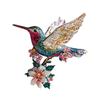 Acrylic Hummingbird Hanging Decoration Indoor Outdoor Garden Yard Window Wall Hanging 2D Flat Flower Colorful Bird Ornament