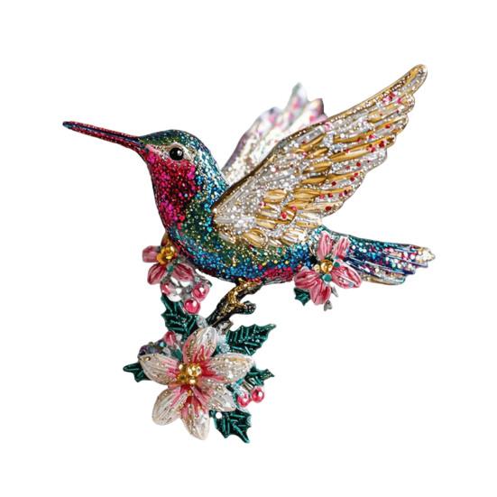 Acrylic Hummingbird Hanging Decoration Indoor Outdoor Garden Yard Window Wall Hanging 2D Flat Flower Colorful Bird Ornament