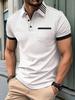 New Eaby American Gradient Four-star Print Men's Casual Short Sleeved Polo Shirt