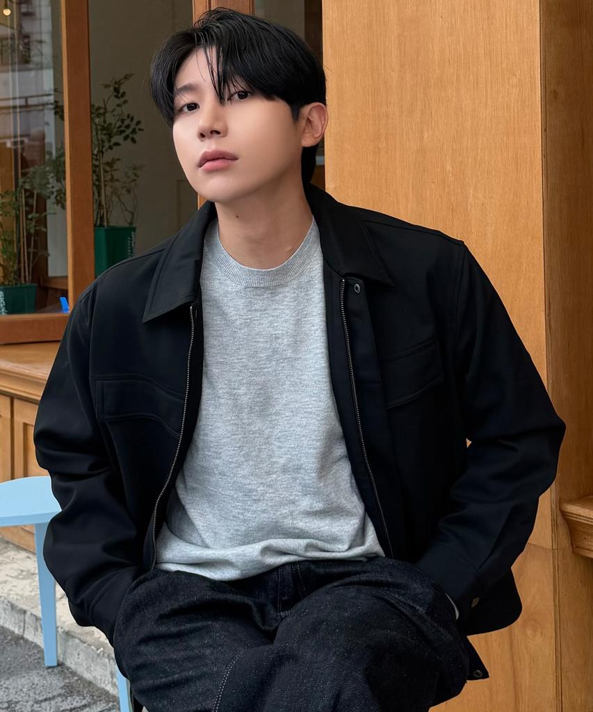 MINDBRIDGE [Couture] Black Twill Zip-Up Semi-Oversized Trucker Jacket
