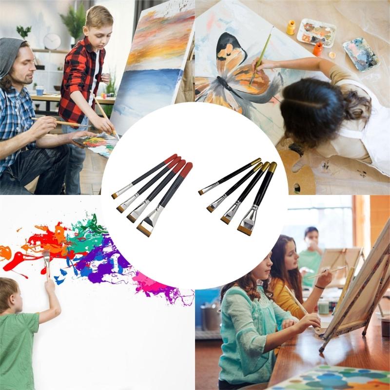 4PCS Artist Paint Brushes MultiPurpose Craft Tools Soft Flexible Nylon Hairs Minimal Streak Marks Art Supplies