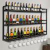 Wall Mounted Wine Rack with Glass Holder Hanging Bar Liquor Storage Rack Metal Bar Liquor Shelves for Home Dining Room & Kitchen