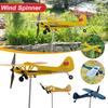 3D Piper J3 Cub Wind Spinner Plane Metal Airplane Weather Vane Outdoor Roof Wind Direction Indicator WeatherVane Garden Decor