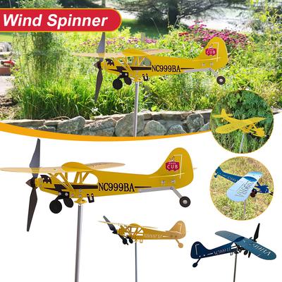 3D Piper J3 Cub Windspiel Flugzeug Metall Flugzeug Wetterfahne Außen Dach Windrichtungsanzeiger Wetterfahne Gartendekor