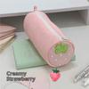 Cute Cream Strawberry Polka Dot Pink Pencil Case Student Stationery Storage Bag For Back To School Pen Supplies Gift