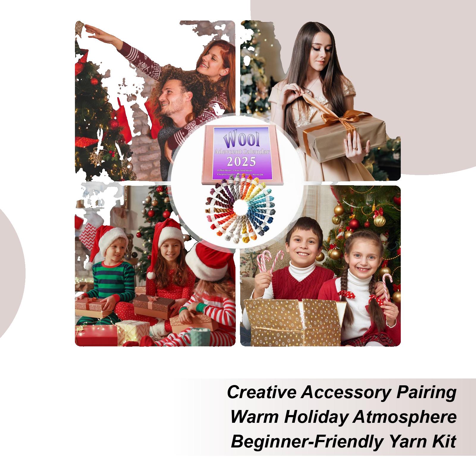 

Wool Knitting Yarn Advent Calendar Gift Box 24 Days Countdown to Christmas Wool Knitting Yarn Kit Holiday Supplies 30x30cm
