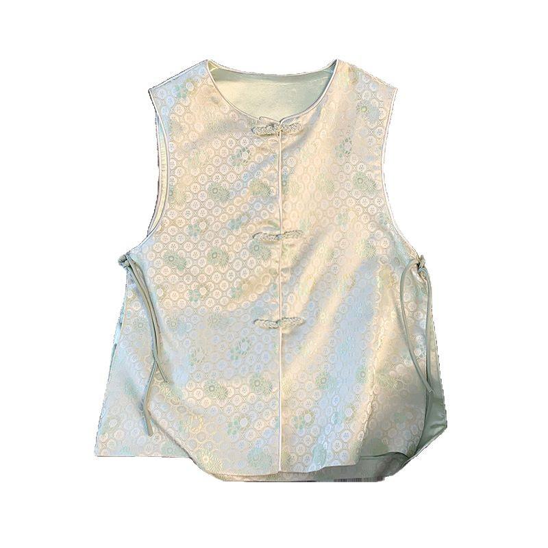 2025 Women's High-End Retro Jacquard Tang Style Sleeveless Vest