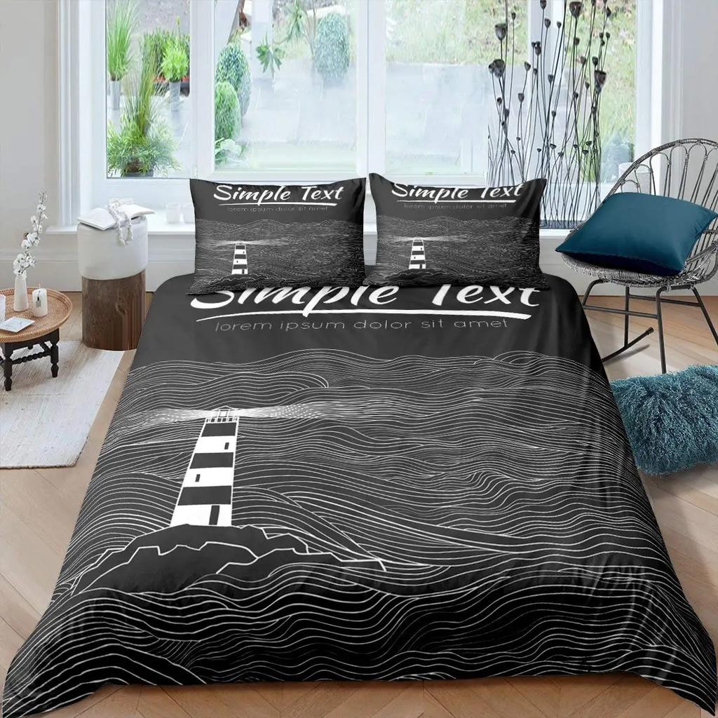 Lighthouse Brown Blue Duvet Cover Sunset Lighthouse Cape In Mahon At Balearic Islands Spain Coast Room Decorative for Women Men