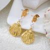 Fashion Shell Imitation Pearl Drop Earrings for Women Luxury Gold Color Beach Vacation Statement Jewelry Party Accessories