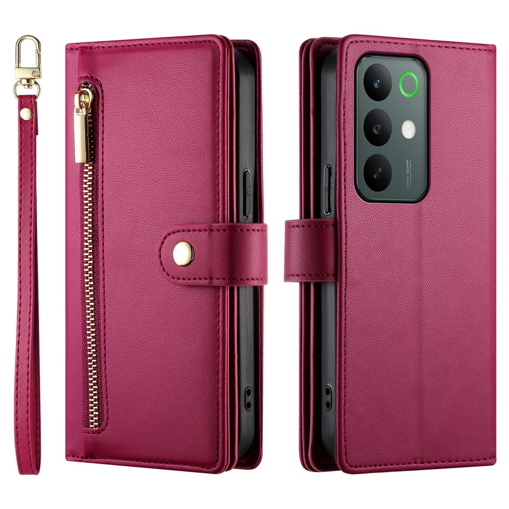 For Realme C85 5G Leather Case Zipper Pocket Wallet Phone Cover with Straps