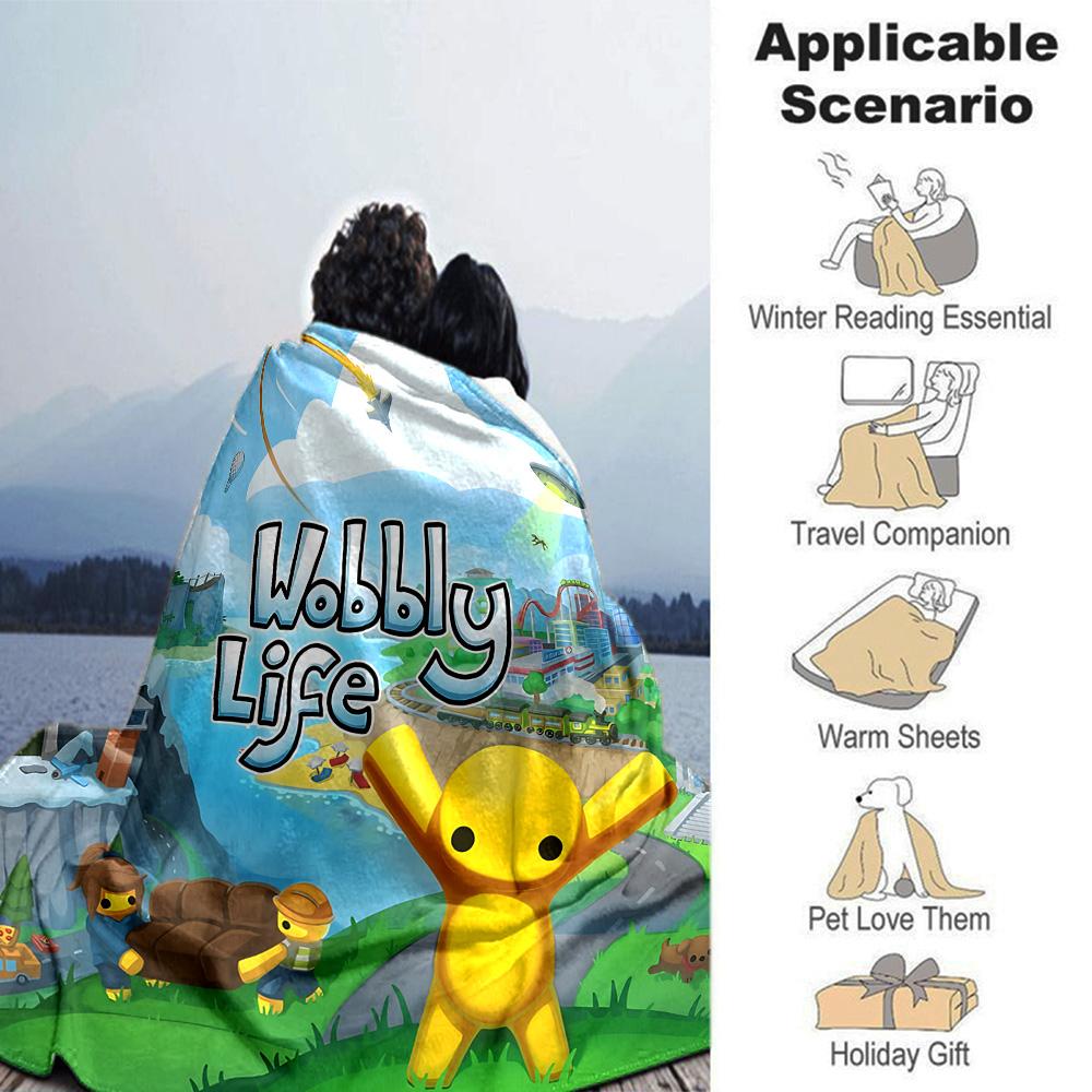 Wobbly Life Sandbox Adventure Flannel Blanket Super Soft Warm Cozy Blanket for Sofa Bed Office Travel All‑Season Home Decor Gift