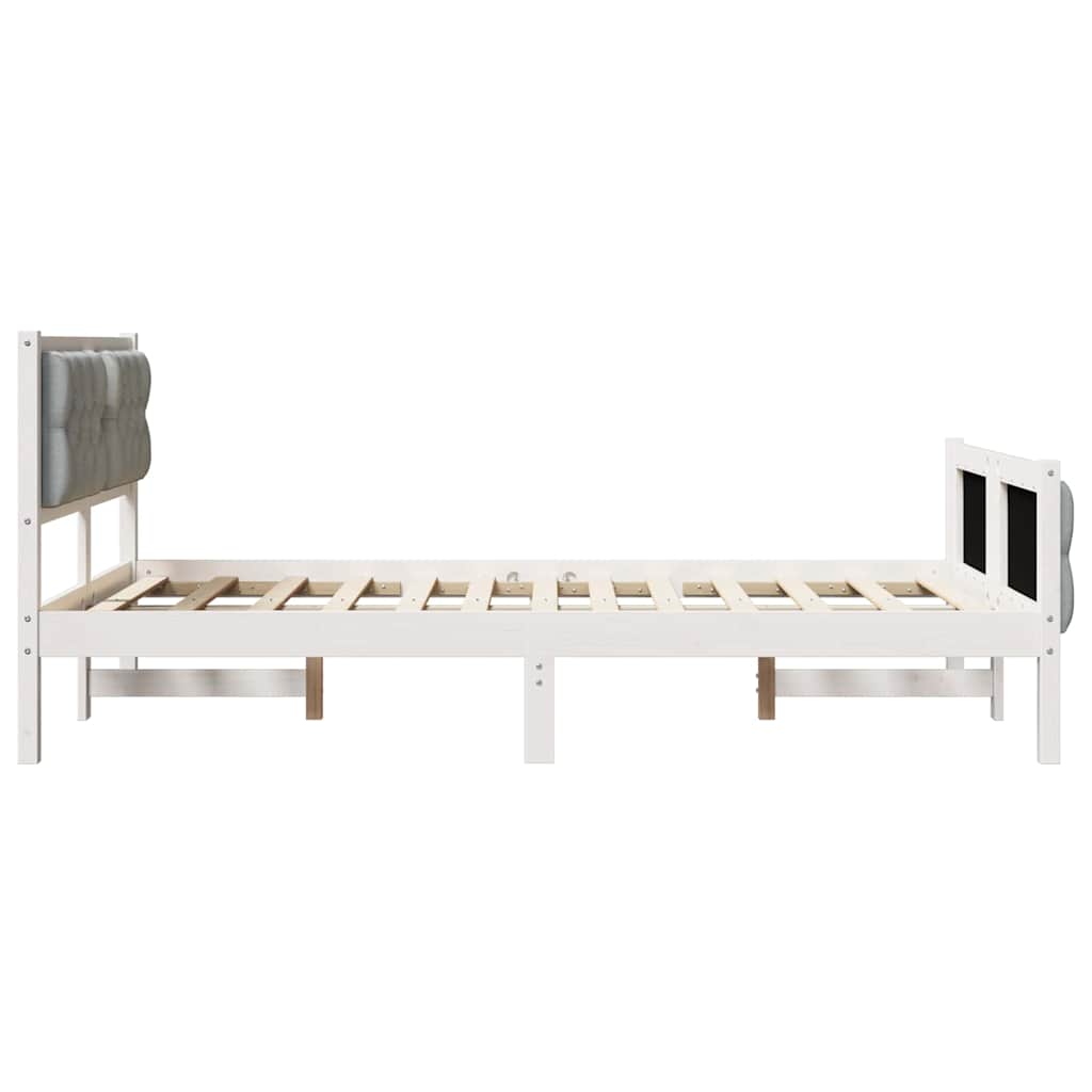Bed Frame Light Grey 120 X 190 Cm Solid Pine Wood