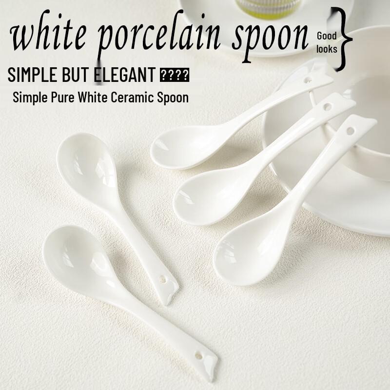 Ceramic Phoenix Tail Long-Handle Soup Spoons