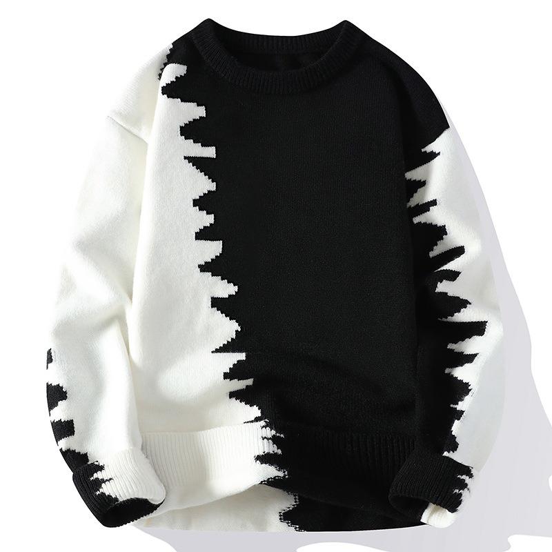 Men S Fashion Round Neck Long Sleeve Warm Knit Sweater For Autumn Winter