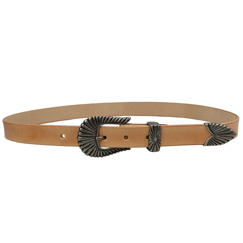 Voodoo Cats Western 25mm Echtes Rindsleder Tochigi und Made in Japan Gürtel, Breit, 3-Punkt-Schnalle, Leder, Leder, Herren Damen, (NATÜRLICH)