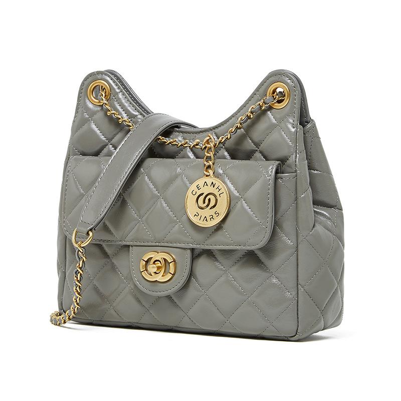 New Bag Top Layer Cowhide Bag Tmall Elf Xiaoxiang Style Fashionable and Versatile One Shoulder Crossbody Women's Bag