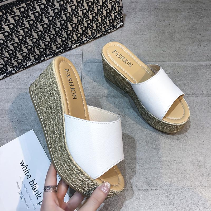 Fashion 2024 Summer Open Toe Women Slippers Fashion Elegant Narrow Band Slides Shoes Ladies Casual Wedges Heel Women Sandalias
